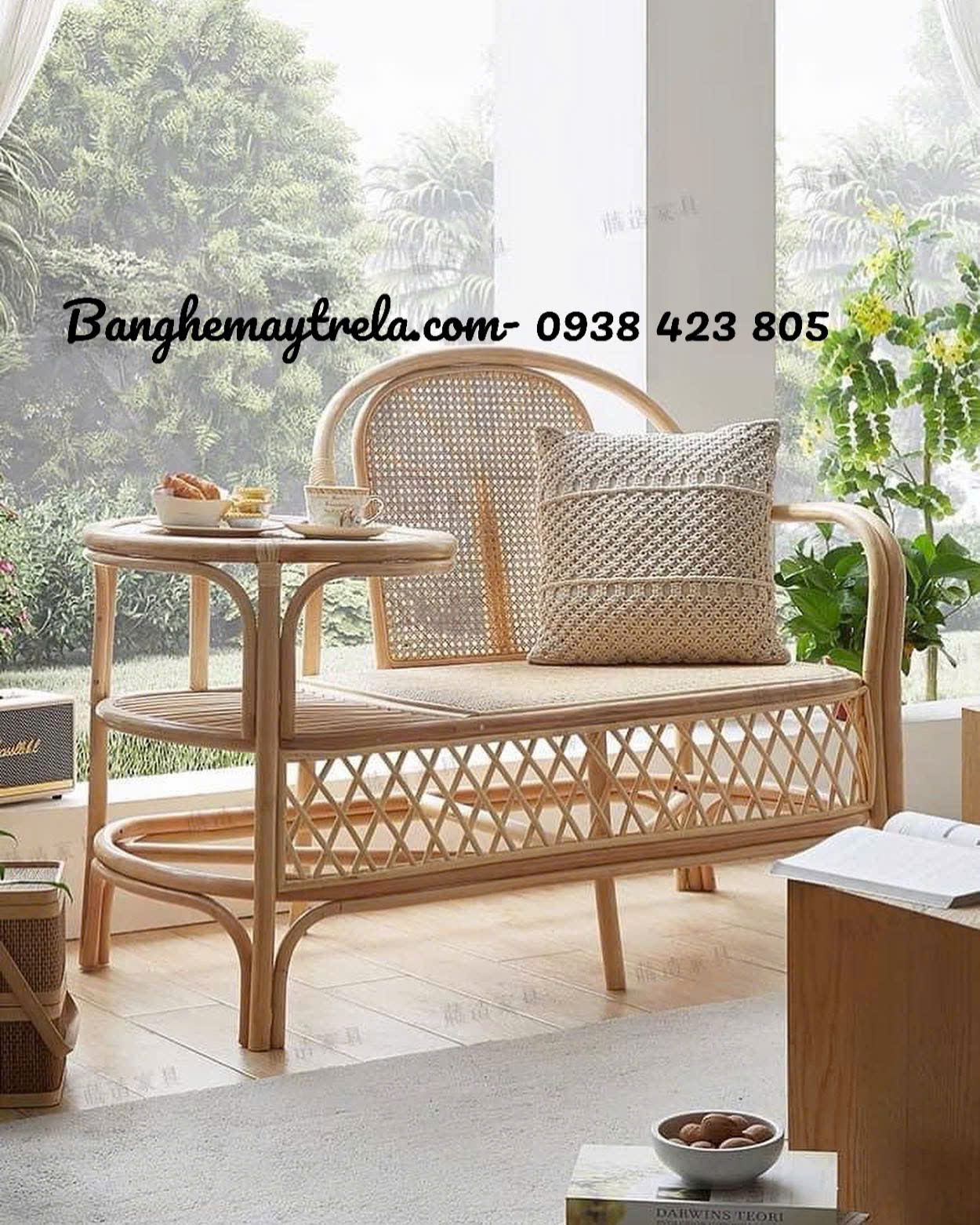 Ghế mây bàn trà decor phòng khách